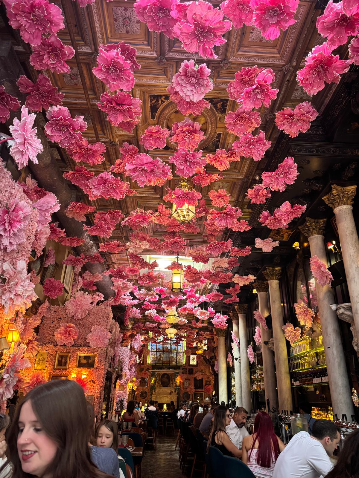 Lillie's Victorian Establishment - pink floral ceiling