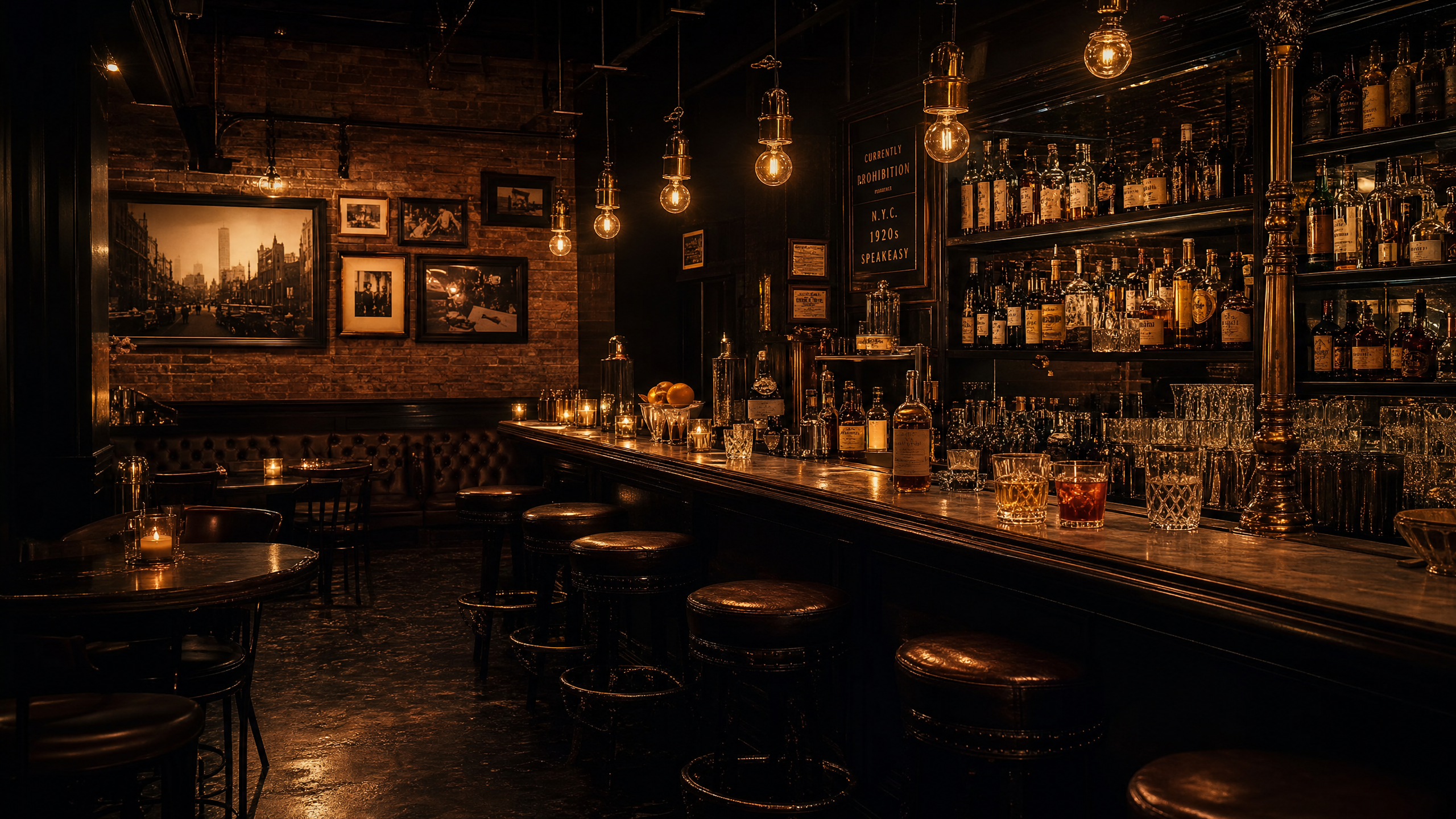 Hidden speakeasy bar interior in New York City